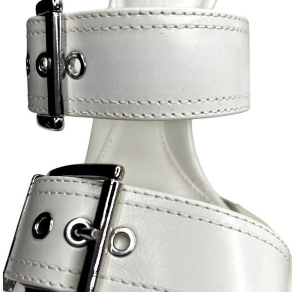 Alexander McQueen White Double Buckle Punk Mules Size IT 36 - Picture 6 of 10